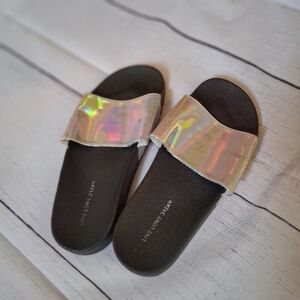 Holographic Slide Sandals